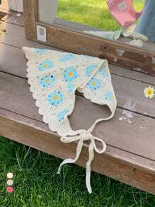 1 Stück französischer Dopamin-Ditsy-Blumenmuster-Bandana-Haarreif, ländlicher Sommerstil Kopftuch für Frauen, ästhetischer kleiner Gänseblümchen Haaraccessoire für Strandfotoshootings, Frühling/Herbst, Haaraccessoire