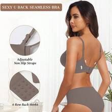 OEAK Womens Wireless Bras Comfortable Push Up Bra No Underwire Bra Full Support Lift Bralette Everyday Seamless Tshirt Bras - 灰色 - 查看 3