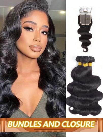 5*5透明蕾丝封口波浪发束，未加工巴西处女波浪发真人发编织发束，带封口，自然色