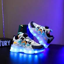 GUANGLAN USB Charging LED 7 Color Glowing Shoelaces Luminous Shoelace Lights Up Shoes For Toddler, Little Kid, Big Kid, Boys, Girls, Children, Students, Sneakers, Casual Shoes, Baby Shoes - Grey - View 1
