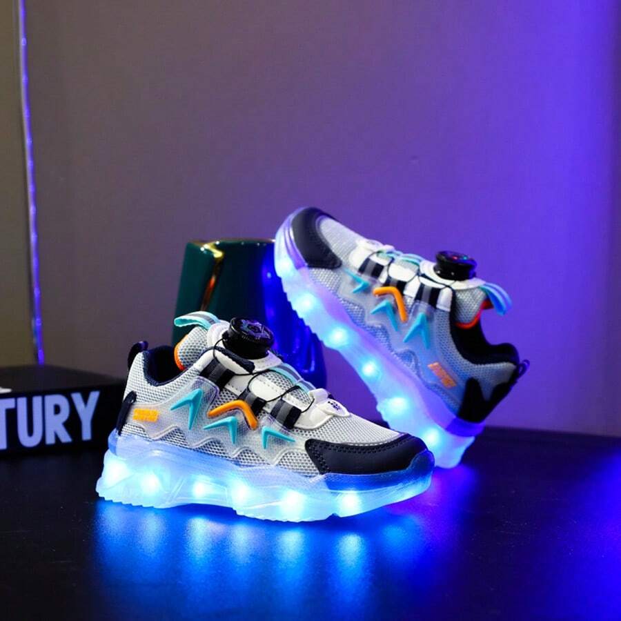 GUANGLAN USB Charging LED 7 Color Glowing Shoelaces Luminous Shoelace Lights Up Shoes For Toddler, Little Kid, Big Kid, Boys, Girls, Children, Students, Sneakers, Casual Shoes, Baby Shoes - Grey - View 1