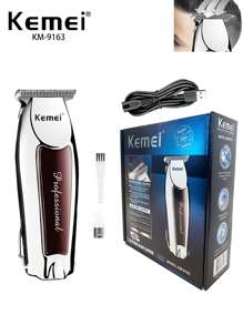 Kemei KM-9163 Electric Hair Trimmer T-Blade Scuplting Clipper Zero Gapped Clipper For Men Low Noise Haircut Machine Portable Mini Hair Clipper Classic Design