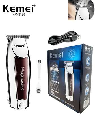 Kemei KM-9163 Tondeuse à cheveux électrique, Tondeuse à T-Blade, Tondeuse à cheveux pour hommes à écart zéro, Mini tondeuse à cheveux portable à faible bruit, Design classique