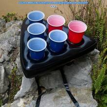 1 pieza Portavaso inflable triangular con 6 huecos, flotador para bebidas, juego de agua para fiestas, actividad divertida, sin necesidad de electricidad, apto para despedidas de soltera, cumpleaños, aniversarios