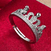 Nhẫn bạc 925 mạ vàng hình vương miện đính đá Zirconia AAA dành cho nam nữ, thời trang cưới, đính hôn, dự tiệc, trang sức bạc quyến rũ. - Bạc - Xem 5