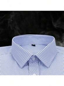 Nueva camisa a rayas de negocios, camisa de manga larga para hombres de primavera y otoño, camisa ajustada de estilo coreano para entrevistas, atuendo de negocios