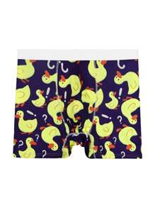 1 Pc Men's Fashionable Yellow Duck Sweatpants With Comfortable Soft Mesh Lining And Long-Leg Boxer Briefs