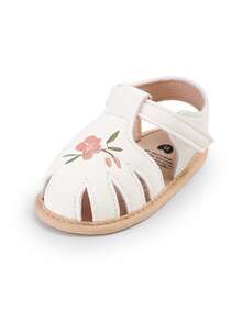 Infant Toddler Infant Girls PU Leather Soft Open Toe Summer Sandals Flower Princess Flat Shoes - White - View 4