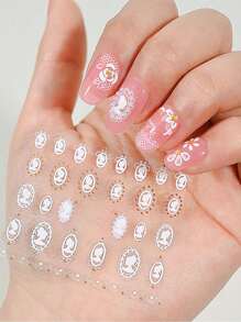 24 PCS Autocollants d'art pour les ongles, fleurs de papillon, 24 feuilles blanches et dorées, autocollants adhésifs DIY 3D, conception artistique, décoration pour les ongles, fournitures de manucure printemps-été pour femmes et filles