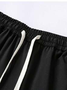 3pcs Teen Boys' Drawstring Waist Fashionable Shorts Set - Black - View 4