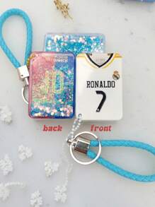 Llaveros con arena móvil personalizados, llaveros con patrones de camisetas del Real Madrid/Barcelona, adornos de balón para bolso con nombres y números de jugadores personalizables, llaveros brillantes, regalos ideales para amigos, compañeros de clase, parejas, impresión 3D de acrílico