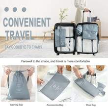 7pcs Travel Packing Cubes Luggage Organizer Bags Set, Portable Suitcase Clothes Shoes Storage Bags, School Supplies - Multicolor - View 7