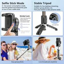AXNEN Stabilisateur cardan mode de prise de vue à poursuite de rotation à 360 degrés Selfie Stick trépied compatible avec les smartphones iPhone, téléphone portable pour photoraphie en direct