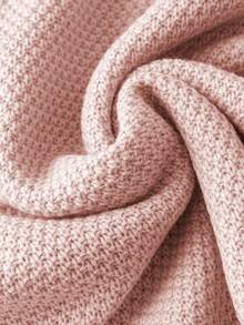 Plus Size Casual Solid Color Crew Neck Knit Sweater Vest - Dusty Pink - View 8