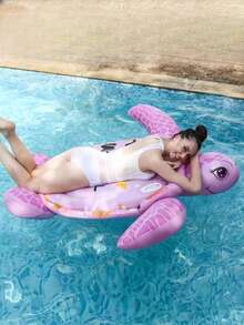 1 件夏季浪漫粉色充气海龟漂浮水上浮标、户外冲浪浮标、泳池漂浮躺椅