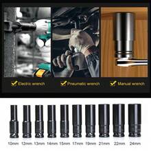 Heavy Duty 1/2" Drive Deep Impact Sockets Set Long Reach Wheel Wrench Nut Kit - Black - View 5