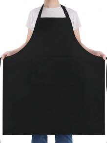 1 Stück/2 Stücke/4 Stücke Große Größen Schwarze Unisex Koch-Schürze, professionelle Schürze mit 2 Taschen, geeignet für Kochen, Arbeit, Backen (Große Größe)