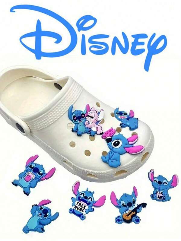 Disney Decoraciones con Charm de Stitch de Disney para zapatos, personajes de dibujos animados de PVC Stitch, al por mayor para manualidades DIY