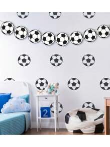 1 pieza Bandera de halado de 5M/16.4FT con tema de fútbol, decoración para fiesta de fútbol, guirnalda de banderas de fútbol, accesorios de papel de fútbol y uniforme de árbitro, multiusos para interiores, jardín, tailgating, decoración para eventos deportivos universales