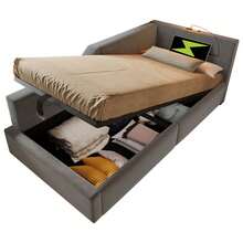 Sofa Bed With Hydraulic Storage Space, USB-C Charging Function, Reading Lamp