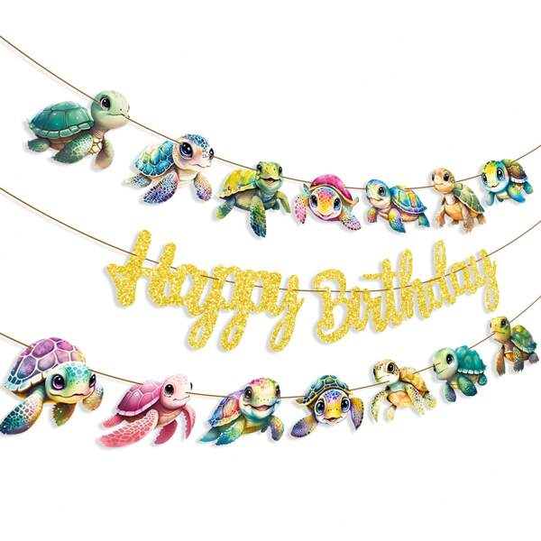 Sea Turtle Banners Turtle Birthday Party Decorations Sea Turtle Happy Birthday Banner Ocean Sea Animal Turtle Birthday Banner Garland For Under The Sea Turtle Ocean Theme Birthday Party