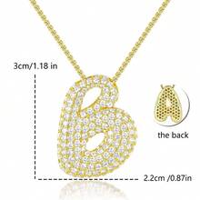 Customized Sparkling Zirconia 3D Bubble Letter Name Necklace DIY 26 Initial Letter Necklace Fashion Jewelry Gift - Multicolor - View 8