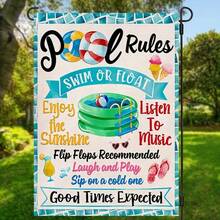 Summer Pool Rules Garden Flag - Double-Sided Waterproof Outdoor Decor For Swimming And Floating Fun, 12x18 Inch (Excluding Flagpole) Pool Decor Outdoor Pool Decor - Mix - View 3