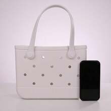 Miniso Classic Style Holes Handheld Bag - Casual Outings,An Eye-Catching Item For Everyday Travel, Lunch Bags For Girls Suitable Size Cute Bento Bags With Handle Beach Bag Waterproof - Pink - View 4