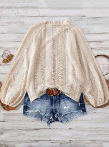 Women's Single Breasted Long Sleeve V-Neck Blouse, Loose Fit Versatile Elegant Shirt