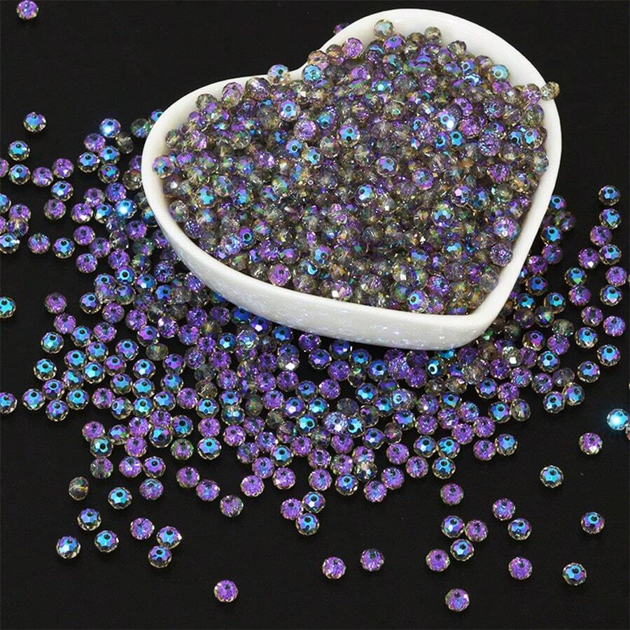 100pcs 8mm Premium Glass Crystal Beads, Flat Round Loose Beads For DIY Bracelets & Necklaces Jewelry Making Supplies