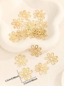 16pcs Floral Shape Hole Copper Alloy Components For Earring Assembly DIY