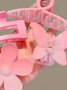 Set de 8 pinzas para el cabello de color rosa soñador, incluye diseños de flor, mariposa y formas geométricas minimalistas en tonos de rosa degradado y sólido, suaves y atractivos, fáciles de crear peinados dulces - Adecuado para niñas y mujeres, esencial para el peinado diario, accesorios para el cabello de otoño para todas las estaciones, pinzas de moda elegantes para el cabello de invierno para looks de vacaciones