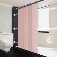 1 件高级简易折叠浴帘，加厚面料，防水防霉，配有线环，易于安装，可折叠，具有磁性功能和绑带，方便存放，适用于酒店、家庭浴室淋浴房使用家庭浴室装饰秋季装饰浴室配件