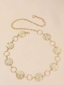 1 件女士奢华水晶花卉几何金属腰链，适合派对礼服、礼服、日常服装装饰 - 百搭腰带