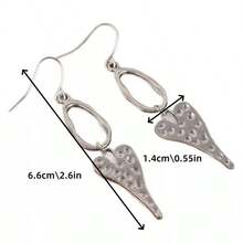 Vintage Style Distressed Silver Heart Shaped Earrings, Unique & Minimalist Design - Antique Silver - View 2