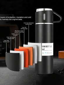 1 pièce Set de Bouteille, Corps de Tasse en Acier Inoxydable, Thé Café Lait Boisson Conservation de Chaleur et de Froid, Matériau Extérieur Givré Confortable, Multi-Tasse Set avec Boîte Cadeau, Le Meilleur Choix pour Profiter de Boissons Chaudes n'Importe Quand et Partout, 1 Tasse avec 3 Couvercles, Cadeau Essentiel à Envoyer à la Famille ou aux Amis, Équipement Scolaire Cadeau de Remise des Diplômes, Tasse d'Eau de Sport Extérieur