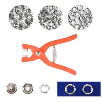 200pcs 5-Prong Snap Fastener Kit, Metal Sewing Snap Button Kit With Manual Pliers, Storage Box For DIY Craft, Clothing, Hat, Bag
