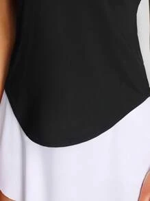 Top deportivo sin mangas de malla transpirable con parches, chaleco curvo para yoga, fitness y running