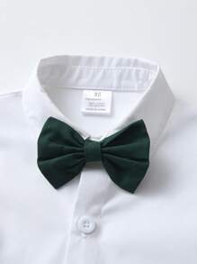 Junger Jungen Gentleman 2 Stück/set Kurzarmhemd Mit Umgedrehtem Kragen, Fliege Und Hosenträger Shorts, Perfekt Für Geburtstagsparty, Hochzeit, Show, Bankett, Usw.