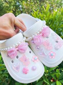 18 sztuk zawieszek DIY ozdoba sandałowa, zawiera łańcuszek ze sztucznych pereł, satynową kokardę, kolorowe klipsy niedźwiedzia - wspaniały prezent świąteczny