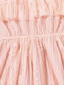 Robe d'été élégante pour filles, mode coréenne 100% polyester avec détails en dentelle, robe de princesse couleur unie avec un léger stretch, coupe près du corps pour enfants - Rose bonbon - Voir 3