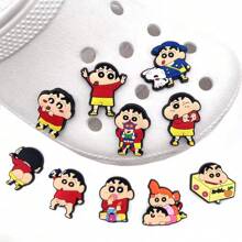 10 piezas de Dijes de Zapato con estilo Anime Crayon Shin-Chan, accesorios kawaii para zapatos, decoración DIY, regalos, coleccionables para fanáticos