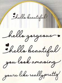 1pc/4pcs Quote Home Decoration Stickers, Hello Beautiful Decal, Hello Gorgeous Home Decal, You Look Amazing Decal, Vinyl Stickers For Mirror Bathroom Home Decor Room Decor Wall Decor Bathroom Decor Wall Art Kitchen Home Decor Living Room Wall Paper Wall Stickers House Decor Bedroom Decor Room Decoration Stuff Living Room Decor - Multicolor - View 2