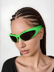 1pc Punk Style Solid Color Wrap Around Fashion Glasses - Cycling Glasses, Retro Cat Eye Fashion Glasses For Outdoor Sports, Suitable For Men & Women