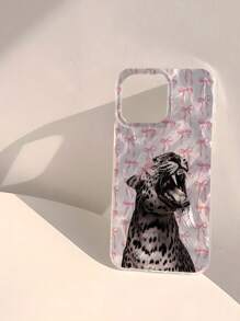 1 pieza Funda de teléfono móvil para mujer elegante con estampado animal de leopardo brillante, a prueba de huellas dactilares, resistente a arañazos, transparente, suave, brillante y lisa.