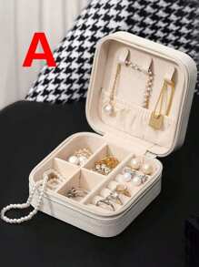 1 Pieza Organizador de joyería mini, Organizador de joyería, Soporte de joyería, Organizador de joyería con cremallera portátil para viajes, Caja de regalo para damas, Exhibidor de joyería multifuncional, Adecuado para anillos, colgantes, aretes y collares. - Caja de regalo adecuada para niñas y damas, caja de regalo de Halloween, caja de regalo de Navidad. Organizador de almacenamiento de viaje. Vuelta a la escuela de verano