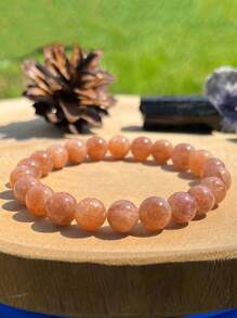 YAUKIA Orange Sunstone Crystal Bracelet -Natural Sunstone Gemstone Stretch Bracelet Spiritual Healing Bracelets, Anxiety, Stress Relief, Yoga, Chakra Gift For Women Men