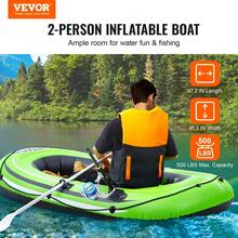 Portable Two Person Fishing Boat With Aluminum Rudder High Performance Pump And Fishing Rod Holder 226kg Load Capacity For Adults And Kids