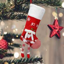 Spread Holiday Cheer With Our Large Christmas Stocking Hanging Gift Bags - Santa Edition - Red - View 5