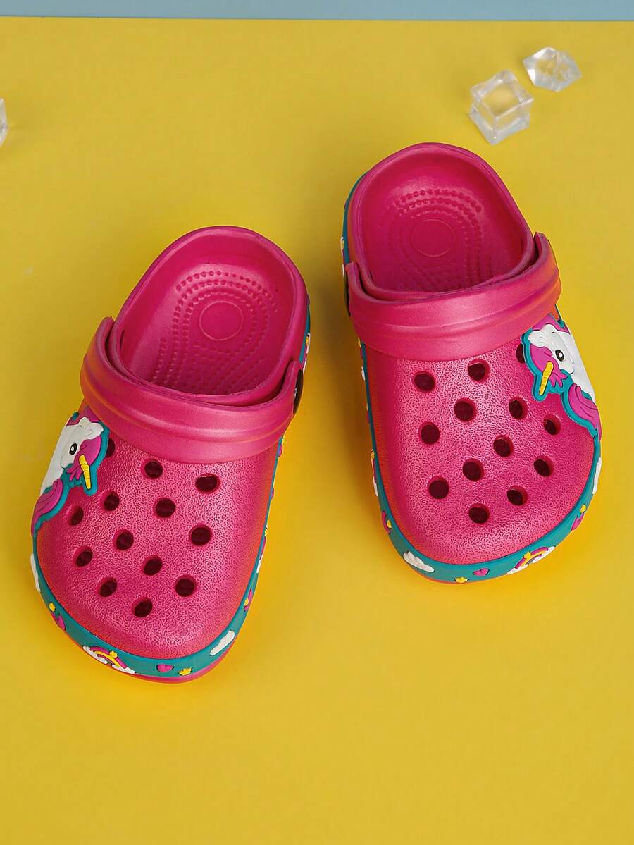 Girls' Fashionable Casual Lightweight Cute Unicorn Cartoon Hollow Breathable Sandals, Summer - Hot Pink - View 1